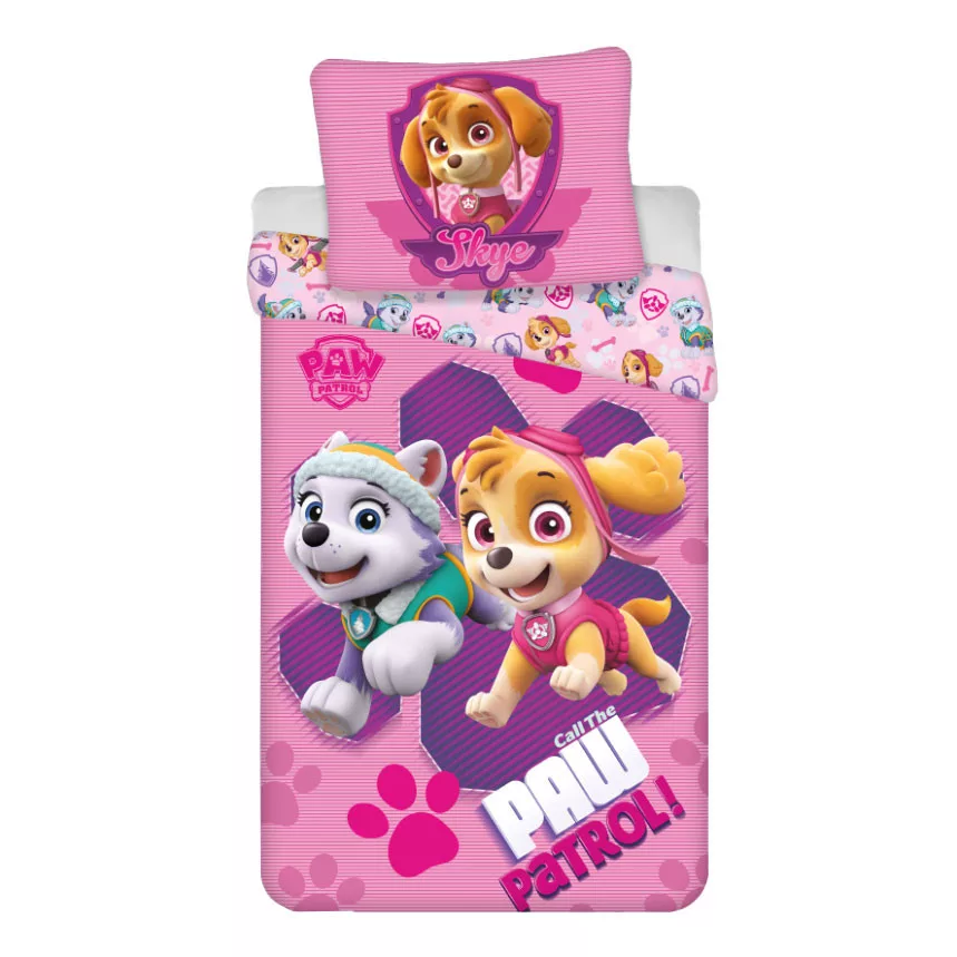 Dievčenské postelné obliečky PAW PATROL Call ružové 100x135cm/40x60cm