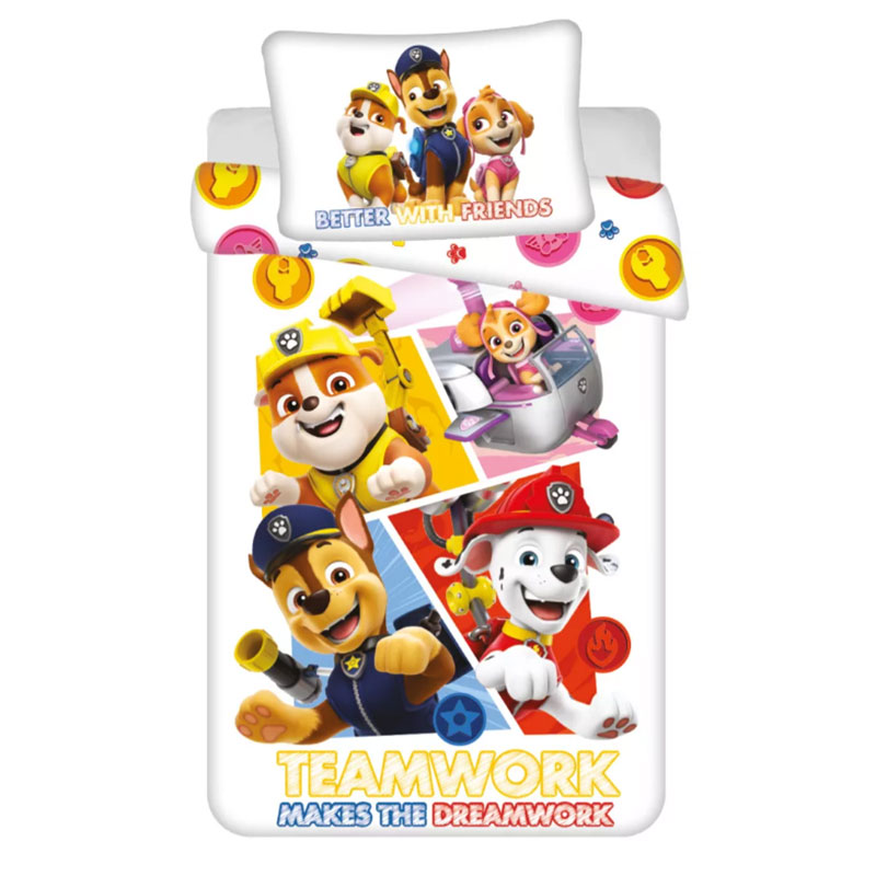 Chlapčenské posteľné obliečky PAW PATROL Teamwork 100x135cm/40x60cm