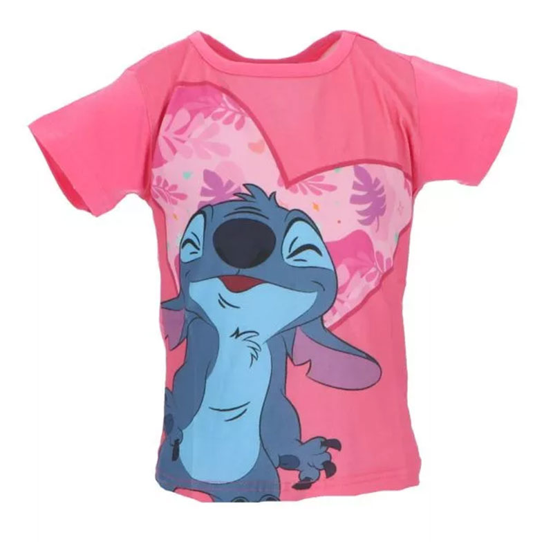 Dievčenské krátke tričko LILO & STITCH ružove