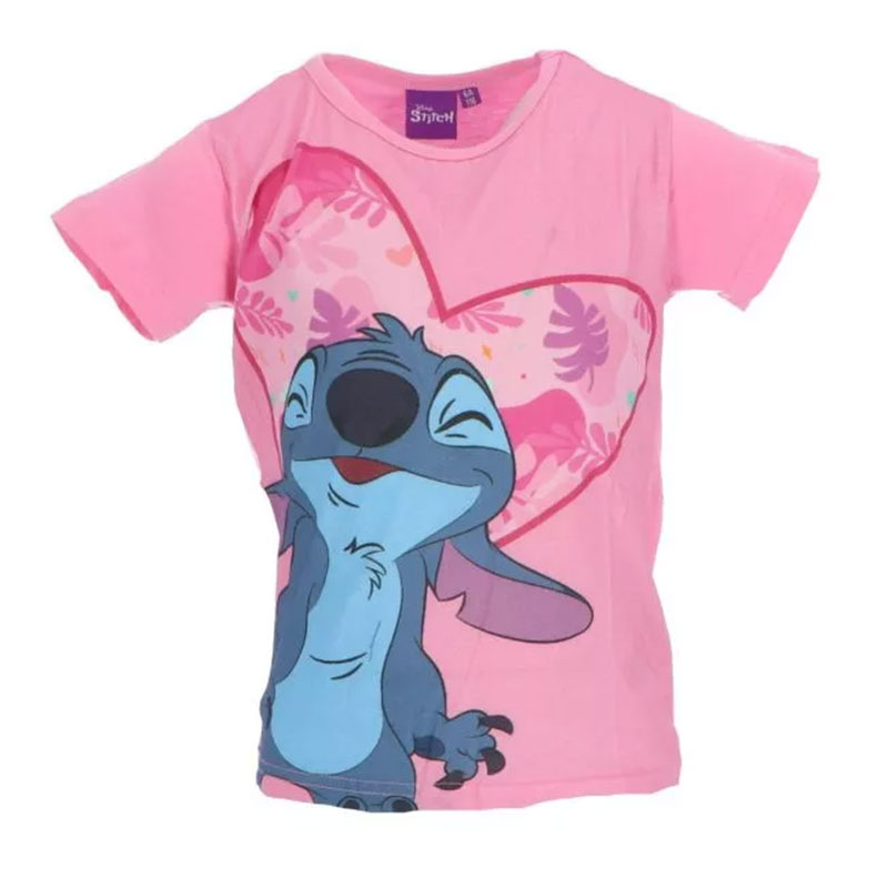 Dievčenské krátke tričko LILO & STITCH svetlo ružove