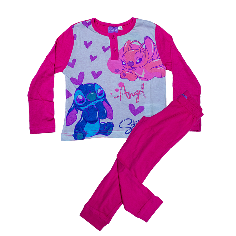 Dievčenské dlhé pyžamo LILO & STITCH ružové