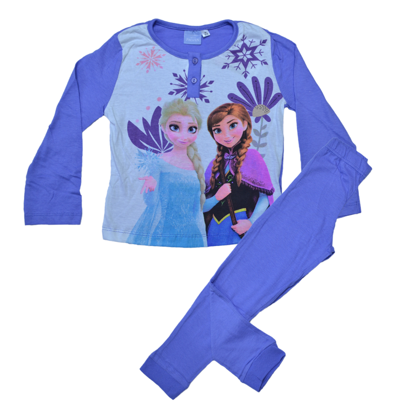 Dievčenské dlhé pyžamo FROZEN Elza a Anna fialové